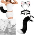 thumbnail image 4 of Faux Fur Cat Ears and Kits Carnival Plush Tail Set Costume Fancy Dress Gift for Stage Shows Black White, 4 of 9
