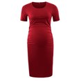 thumbnail image 1 of Penkiiy Robe Moulante de Maternité Froncée sur le Côté pour Femme, Robe Décontractée à Manches Courtes pour Usage Quotidien Ou Shower de Bébé, Rouge pour L, 1 of 5