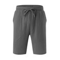 thumbnail image 4 of Mens Cotton Linen Shorts Casual Drawstring Inseam Shorts Stretch Summer Beach Wear, 4 of 6