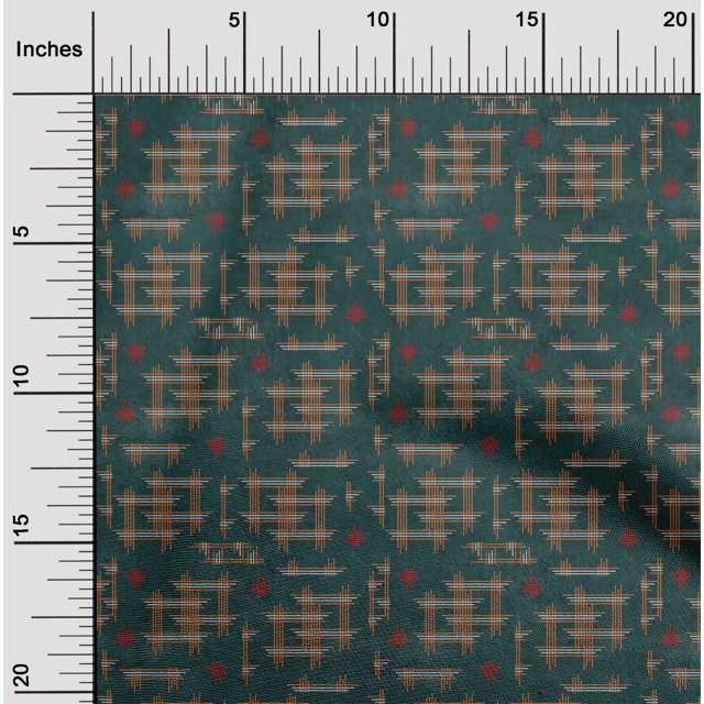 oneOone Cotton Poplin Fabric Geometric Kasuri Print Sewing Fabric BTY 42 Inch Wide