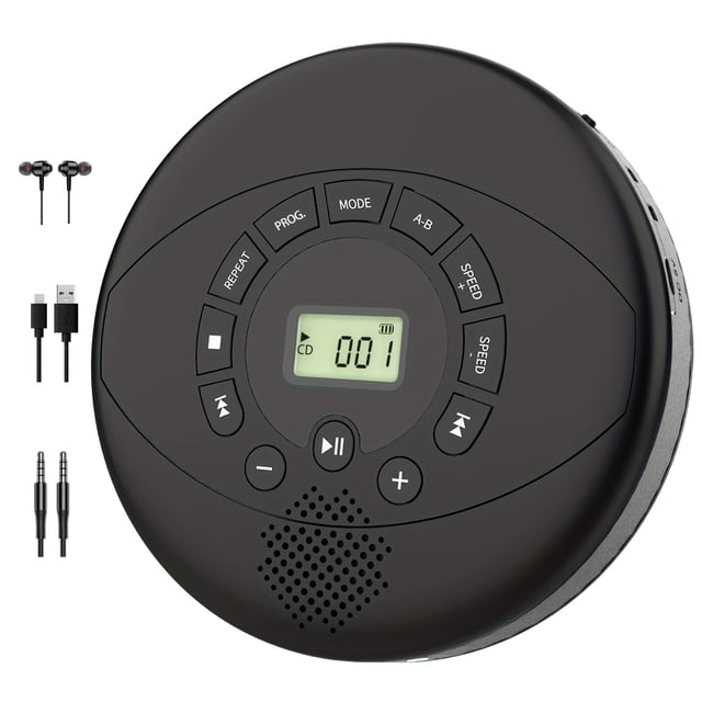 EASTIN CD player portable Discman rechargeable CD player with speaker Portable cd player with headphones CD-R MP3 USB playable Anti skip CD playing for car suitable for personal or