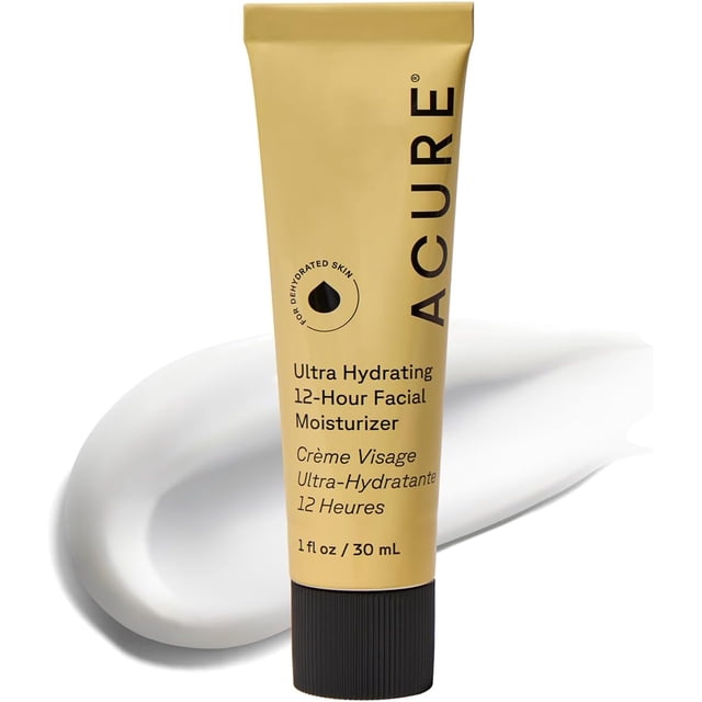 Acure Ultra Hydrating 12 Hour Facial Moisturizer, Face Moisturizer for Women & Men with Adaptogens, Turmeric & Spirulina, 30ml