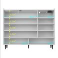 thumbnail image 3 of Toytexx Modern Shoe Cabinet with Motion Sensor Light & Deodorizer, 4-Door Shoe Storage Organizer with Adjustable Shelves, White Wave Pattern, 46" x 13" x 39", 3 of 7