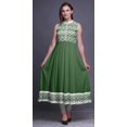 thumbnail image 2 of Bimba Robe Anarkali Ikat Verte pour Femmes, Kurti Imprimée Ethnique Indienne, Longue Kurta, Robe de Soirée, Petit, 2 of 6