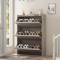 thumbnail image 2 of AKDSteel Shoe Cabinet with 3 Flip Drawers, Wooden Shoe Organizer with Adjustable Shelf, Grey, 2 of 7
