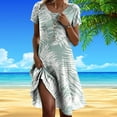 thumbnail image 2 of JIRNDf Robes de Printemps pour Femmes 2025 Tendance à Imprimé Floral Col Rond Vacances Basique Confortable Stylée Féminine Robes d'Été pour Femmes Plage Boho Robe Vert Foncé m, 2 of 4