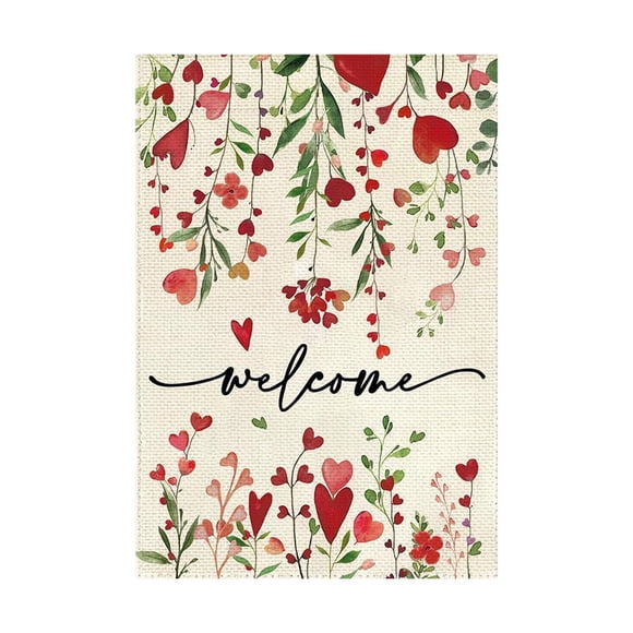 Binwennn Bannière Maison Douce pour Fête Saint-Valentin Drapeau de Jardin Design Rose Double Impression Drapeau de Festival
