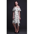thumbnail image 2 of Bimba White Bird Print Flutter Sleeve Womens Party Tunic Cold Shoulder Midi Dress - Large, 2 of 6
