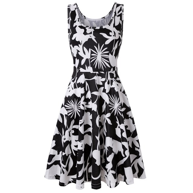 Robe Débardeur pour Femmes Été Mode Femmes Sans Manches Imprimée Col en V Ligne A Moulante Robe Débardeur Robe Longue