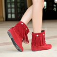 thumbnail image 2 of XZNGL Chaussures Rétro pour Femmes Décontractées Mode Couleur Unie à Franges en Suède Givré Plates Bottines Hauteur Intérieure, 2 of 9