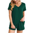 thumbnail image 1 of Cameland Ensemble 2 Pcs pour Femme, Col en V, Manches Courtes, Pyjama de Maison Confortable, Ensemble de Sport, 1 of 5