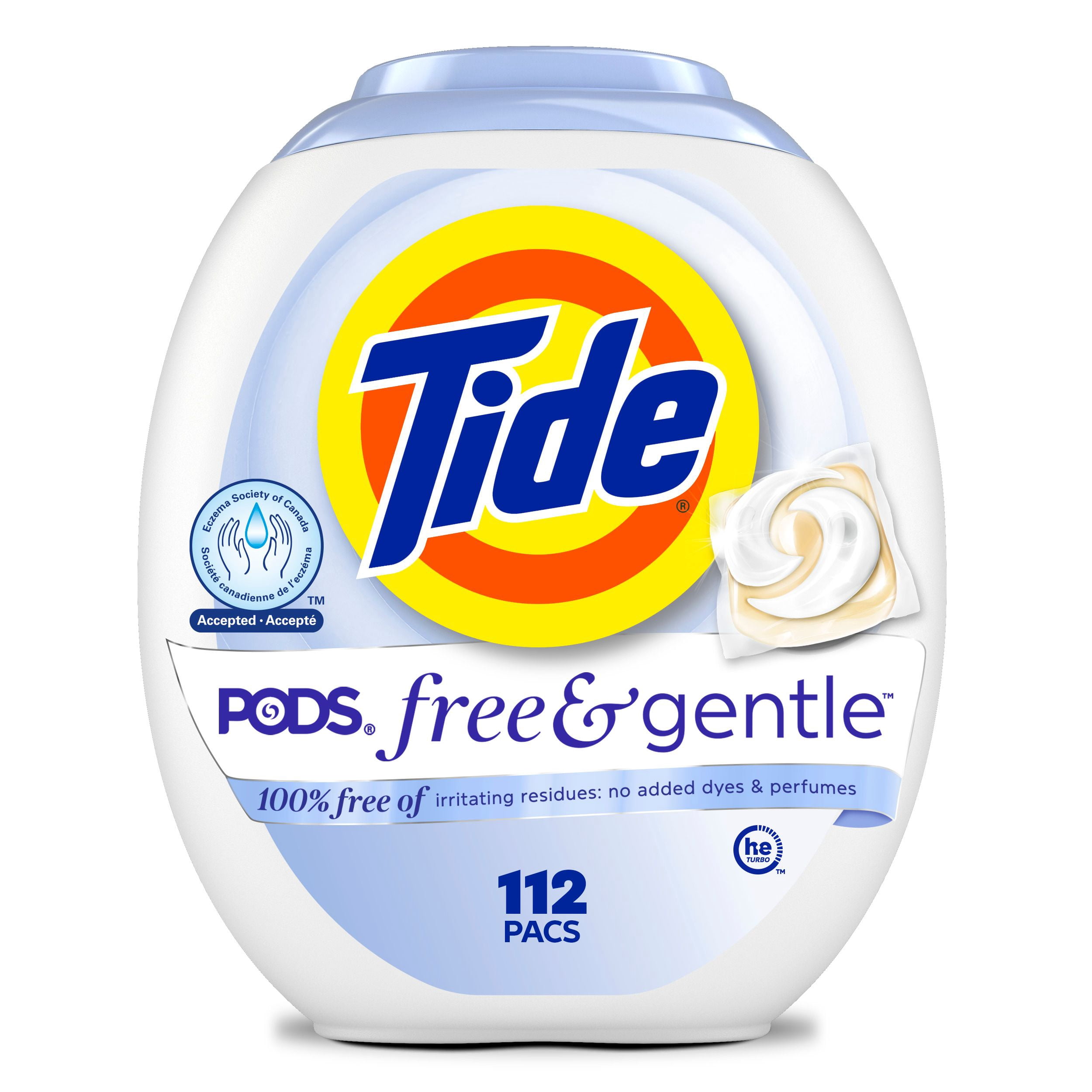 Capsules de détergent à lessive Tide Pur et doux, non parfumées, 112 unités