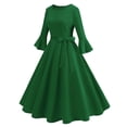 thumbnail image 4 of cfhntfmh Robes de Cocktail pour Femmes Élégantes à Manches Longues Évasées Robe d'Automne de Noël Ceinturée à Col Rond Robe de Soirée, 4 of 6