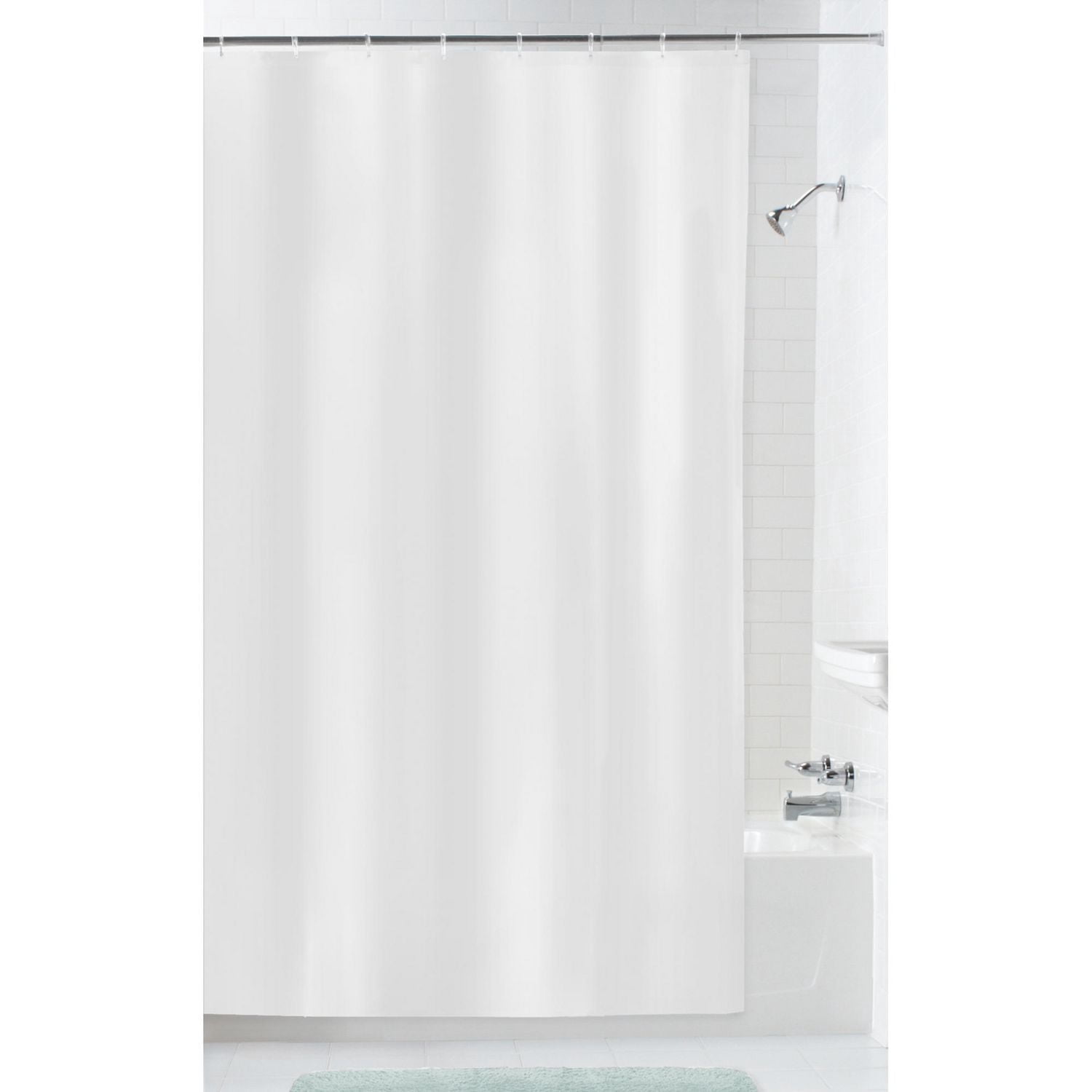 Mainstays Water Repellent Fabric Shower Curtain Liner, White