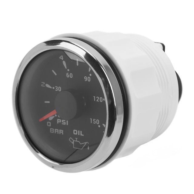 PSI Display, Acid Resistant 52mm/2.0in Pointer Oil Pressure Gauge IP67 Waterproof For Engines For Automobiles For Engineering Machinery White,Black