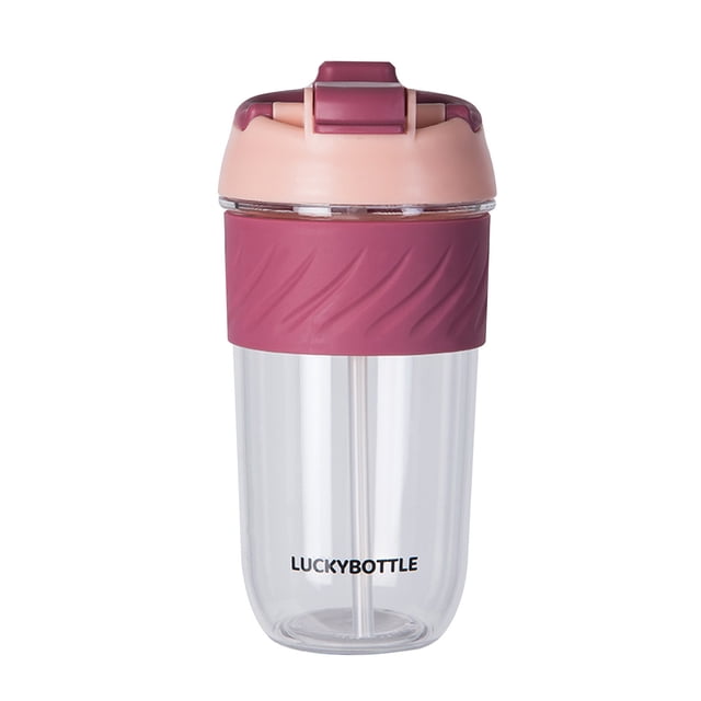 Agiferg Gobelet à Boisson Grande Capacité Gobelet avec Paille Mignon Étudiant Portable Gobelet Pratique Gobelet en Plastique