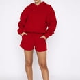 thumbnail image 2 of IROINNID Sweatsuit For Women 2 Pieces Set Reduced Solid Set Tracksuit Pullover Sport Hoodless Suit Sets Jogging Suit,Red, 2 of 9
