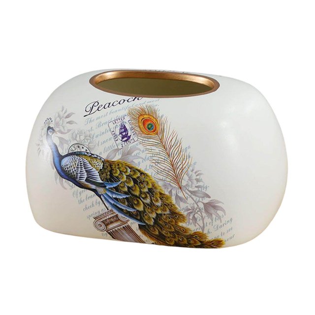 ziyahi Elegant Tissue Box Cover Organizer for Office Desk and Table Countertop Peacock