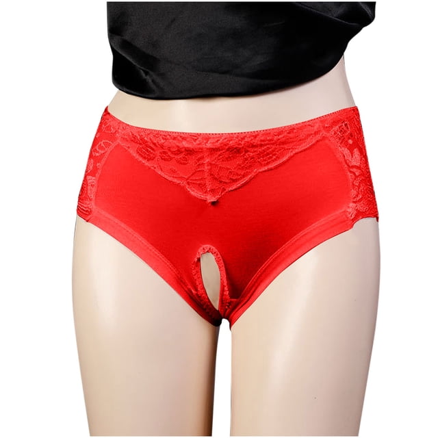 XZNGL Womens High Waist Sexy Lace Open Transparent Mesh Panties Briefs