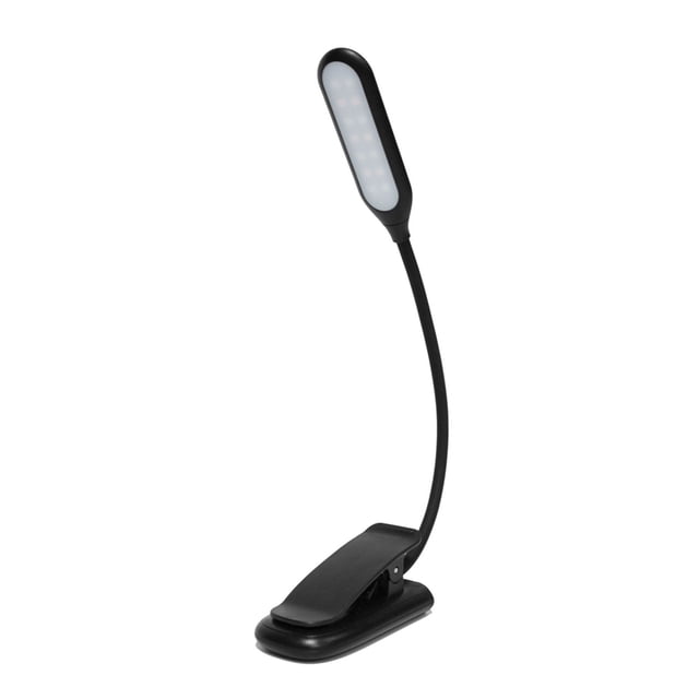 yeacher Lampe Livre à Pince LED Rechargeable par USB avec Support de Musique, Commande Tactile et Luminosité Réglable, 14 Perles, Batterie 1000mAh, Options Noir/blanc