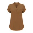 thumbnail image 4 of T-Shirts Femmes Plus Mode Décontractée Col en V Boutonné Manches Courtes avec Poches - Hontri, 4 of 5