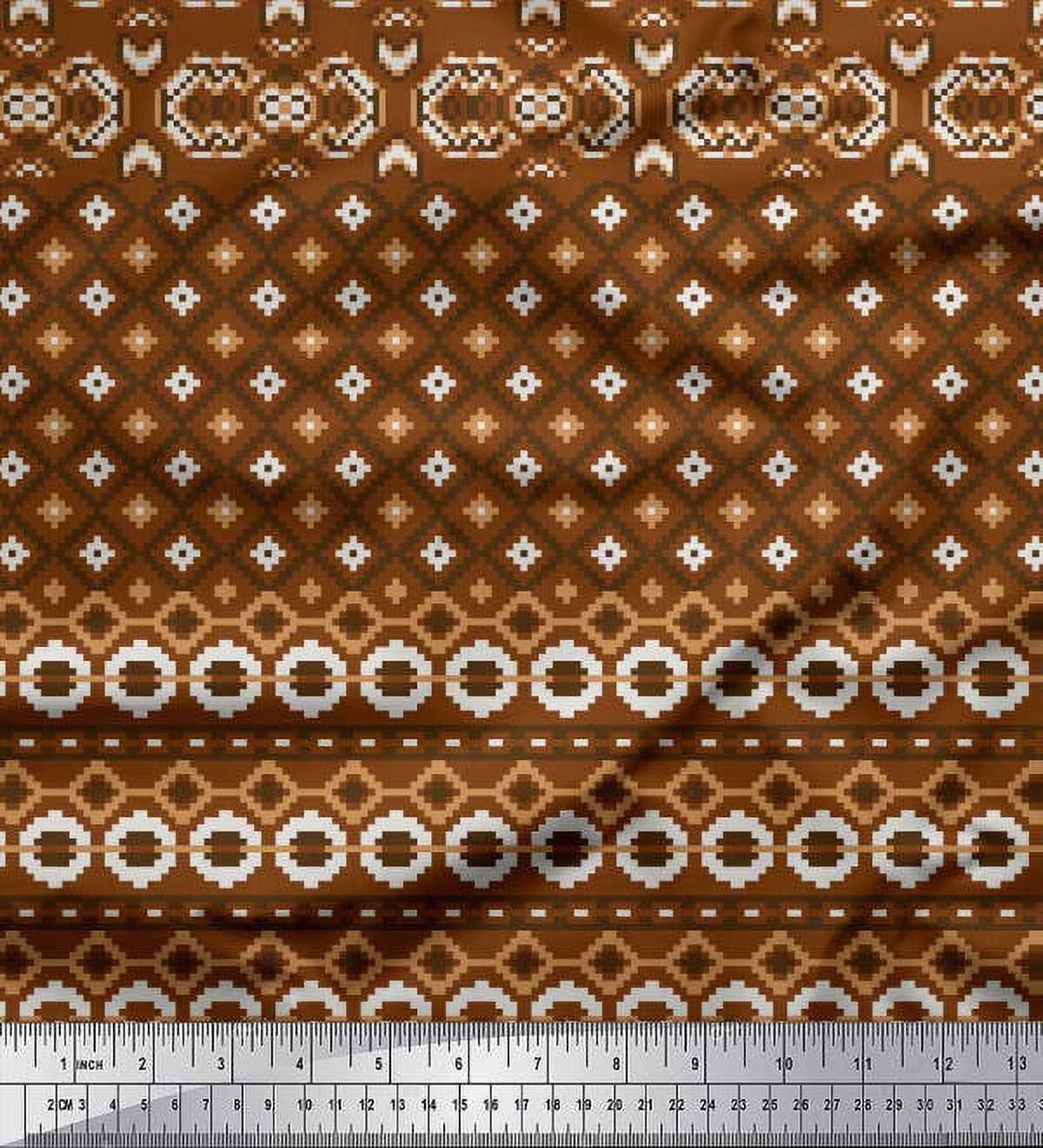 Soimoi Tissu Poly Georgette Imprimé Géométrique Aztèque Tissu au Mètre 42 Pouces de Large