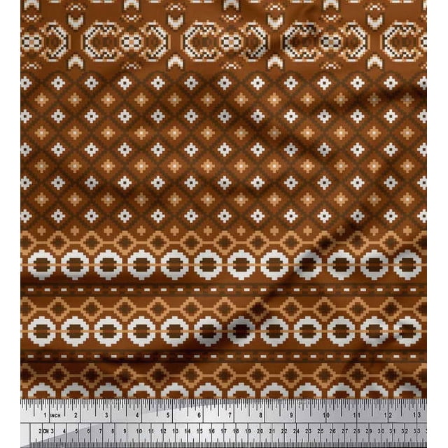 Soimoi Cotton Duck Fabric Aztec Geometric Decor Fabric Printed Yard 42 Inch Wide