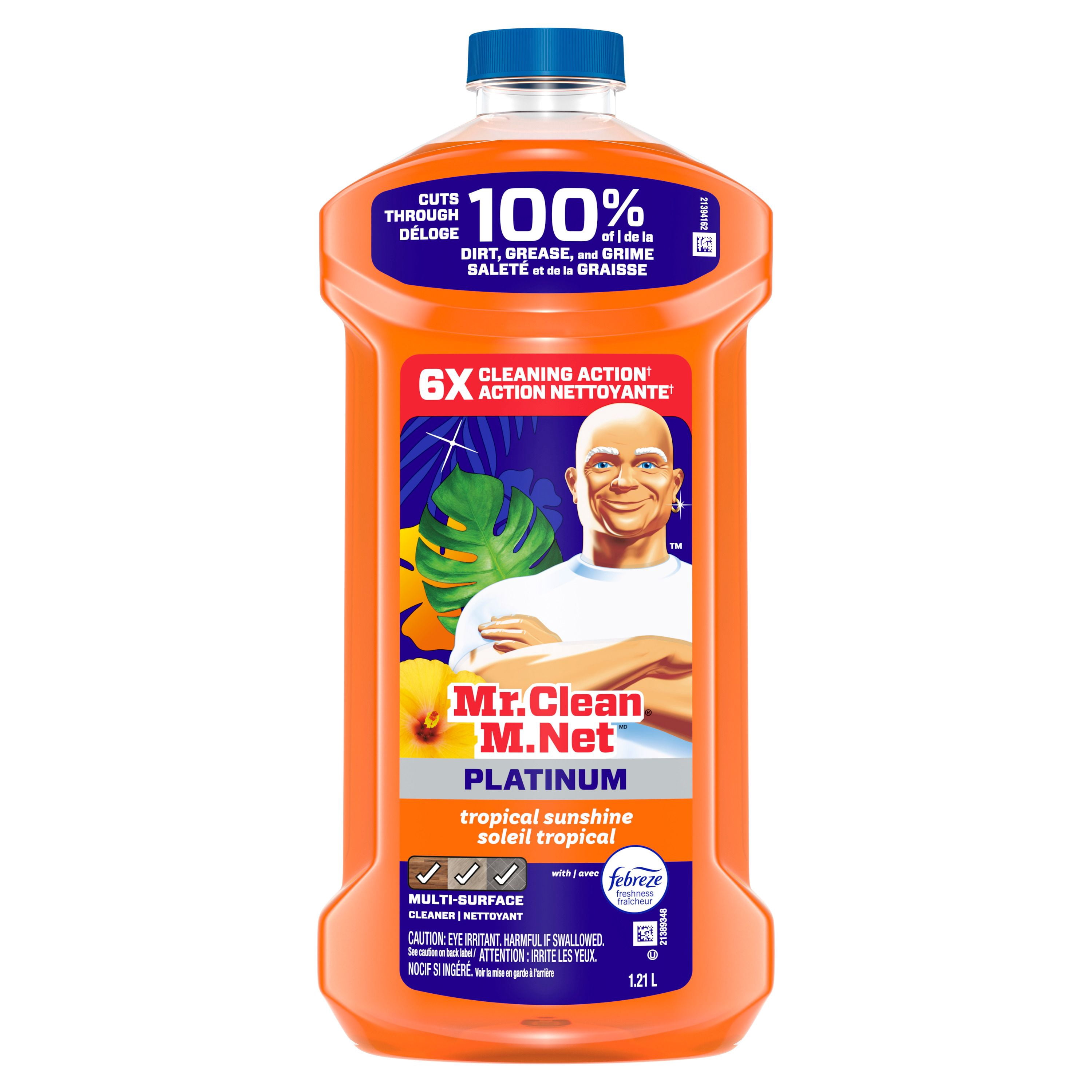 Nettoyant tout usage M. Net, nettoyant pour planchers, savon pour vadrouille, nettoyant liquide, Soleil tropical, 1,21 L