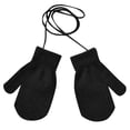 thumbnail image 2 of Black Gloves Mittens Children Winter Warm Solid Knitted Cute with String Gloves, 2 of 2
