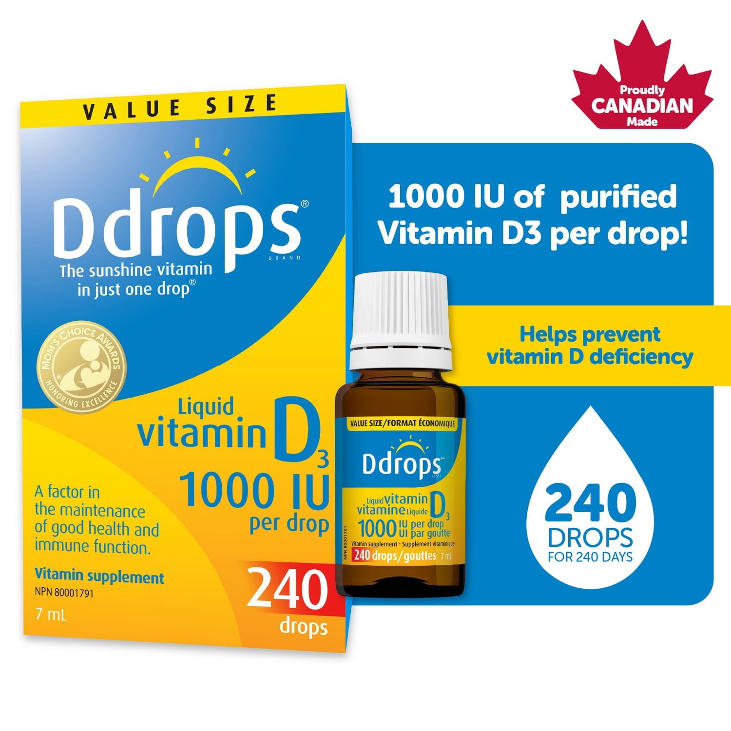 Ddrops¬Æ Liquid Vitamin D3 Vitamin Supplement, 1000IU Value Size