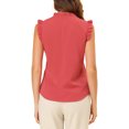 thumbnail image 3 of INSPIRE CHIC Women's Ruffled Sleeveless Pullover V- Neck Work Blouses Tops XL Watermelon Red, 3 of 6