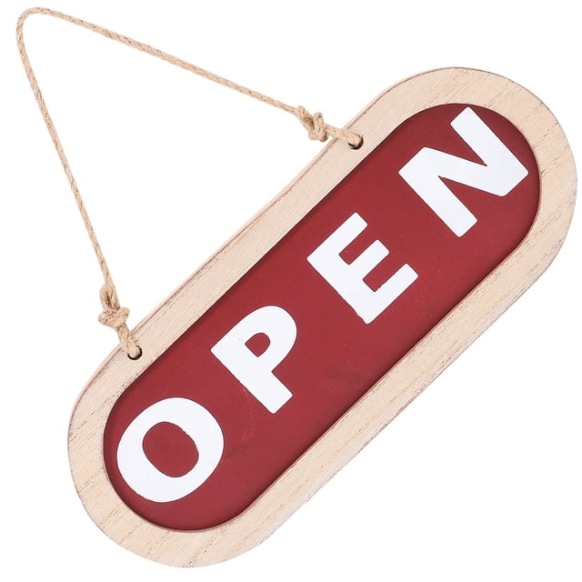 BESTYASH Panneau Open Closed pour Porte d'Entreprise en Bois Informations Client 1 Paquet