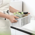 thumbnail image 4 of White Plastic Storage Basket 28x13x11.5cm Rectangular Organizer Bin with Handles Stackable Ventilated, 4 of 6