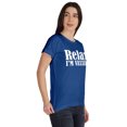 thumbnail image 2 of Inkmeso Relax I'M Vaxxed Drôle Pro-Vaccin T-shirt en Coton à Encolure Dégagée pour Femmes, 2 of 8