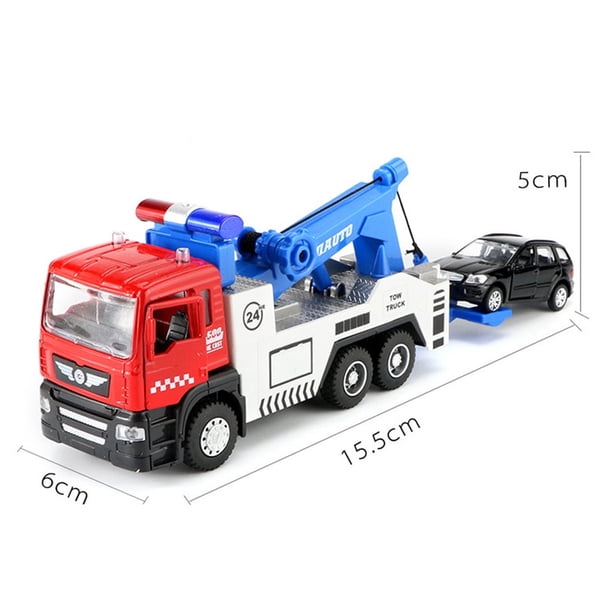 3 En 1 Camion De Pompiers Avec Hélicoptère Et Voiture – Grand Transporteur – Sons Et Lumières – Dès 3 Ans – Cadeau Noël