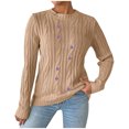 thumbnail image 1 of Rbaofujie Chandails à Col Rond pour Femmes, Hiver, Ample, Uni, Chandail à Manches Longues, Col Rond, Haut, Kaki, Chandails à Capuchon Surdimensionnés pour Femmes, 1 of 1