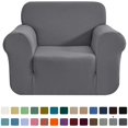 thumbnail image 1 of CHOK 2024 1-Piece Checks Stretch Sofa Cover Slipcover Couch Cover  Chair  Light Gray, 1 of 6
