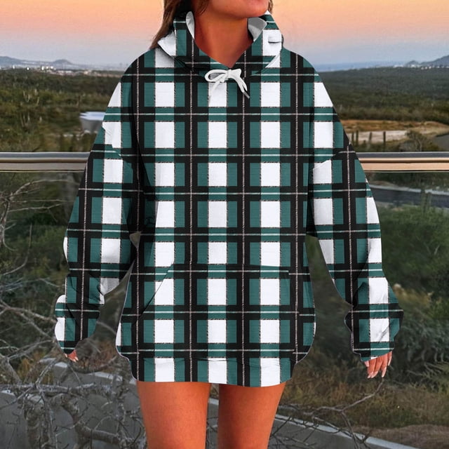 Guide-cadeaux des Fêtes Chandails à Capuchon pour Femmes Veste Grande Taille Chandails et Chandails à Capuchon pour Femmes Mode Chandail d'Hiver pour Femme à Manches Longues Coupe Régulière à Capuche Imprimé Chandail à Capuchon Confortable Camisoles Vert m
