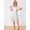 thumbnail image 2 of Unique Bargains Jupe Midi en Chiffon à Taille Élastique pour Femmes Beige L, 2 of 5
