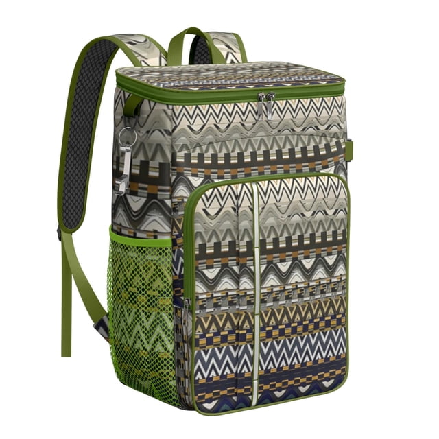 Hippie Retro Style Colorful Abstract Insulated Backpack Cooler - 20L Soft Cooler Bag, Geometric