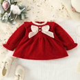 thumbnail image 2 of Kids Girl Christmas Dress Contrast Color Long Sleeves A-Line Dress, 2 of 9