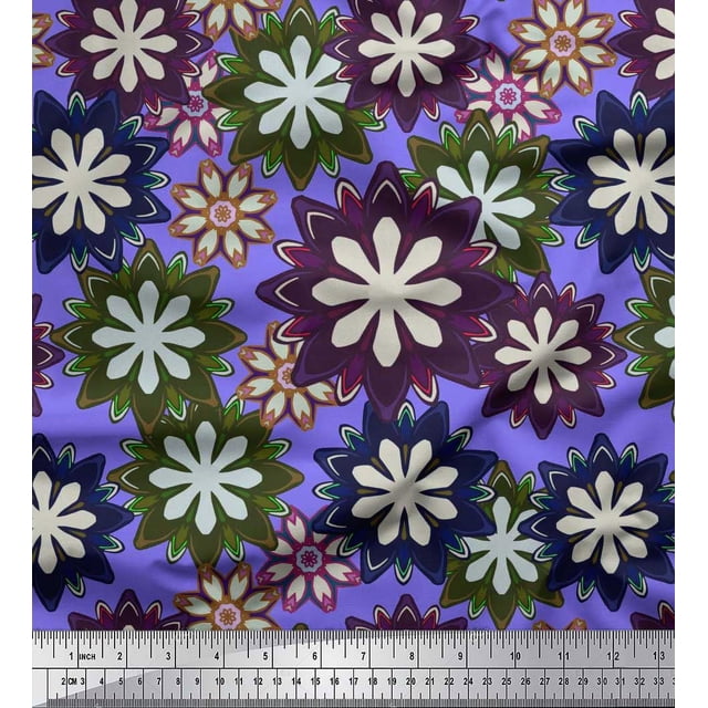 Soimoi Purple Rayon Fabric Artistic Floral Print Fabric by Yard 56 Inch Wide