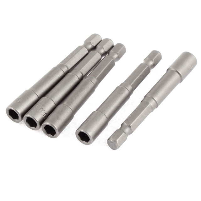 Unique Bargains 6.3mm 1/4' Hexagon Shank 5.5mm Hex Nut Socket Driver Bit Adapter 5pcs