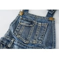 thumbnail image 4 of KIDSCOOL SPACE Little Girl Jean Overalls,Big Ripped Denim Shortalls,Blue,8-9 Years, 4 of 5