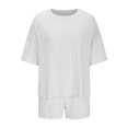 thumbnail image 4 of Yuyuzo Ensembles 2 Pcs pour Femmes 2025 Chandail à Manches Courtes à Col Rond et Shorts Amples Ensembles de Pyjama Survêtement Ensembles Assortis de Détente, 4 of 6