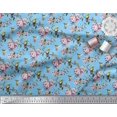 thumbnail image 2 of Soimoi Poly Georgette Fabric Hummingbird,Leaves & Rose Floral Print Sewing Fabric Yard 42 Inch Wide, 2 of 3