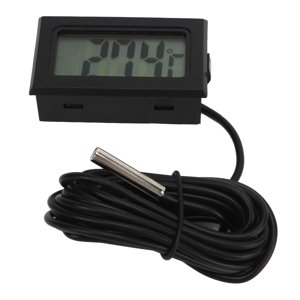Embedded Digital Thermometer,Black LCD Embedded Electronic Embedded Temperature Meter Digital Electronic Temperature Meter Sturdy Construction
