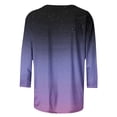 thumbnail image 4 of Cinvoph T-Shirts d'Été Imprimés pour Femmes Manches 3/4 Col Rond Dégradé Hauts Chandail Ample Blouses de Vacances, 4 of 5