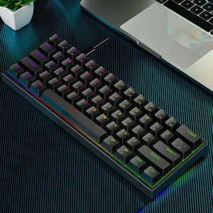CQCYD Gaming Keyboard, Wired Illuminated Mechanical Sense Keyboard, 61 Keys Compact RGB Backlit Ergonomic Design, Type-C Cable for PC Desktop Laptop Computer, Gamer Typist Home Office Setup