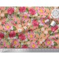thumbnail image 3 of Soimoi polyester Crepe Fabric Leaves,Clematis & Rose Floral Printed Craft Fabric by the Yard 52 Inch Wide, 3 of 3